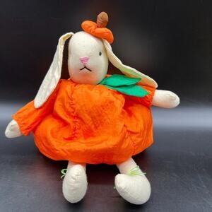 Cloth Body Bunny Rabbit Puffy Nylon Parachute Pumpkin Costume Vtg Folk Art Plush